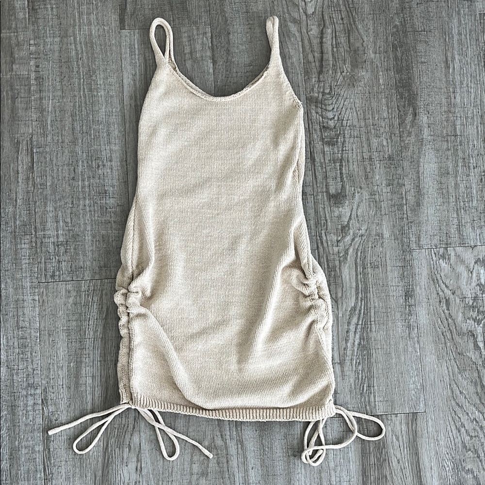 Cream Knit Sleeveless Dress